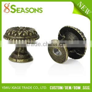Custom Antique Bronze Flower Pattern Carved Mushroom Shape Jewelry Box/Case Drawer Pull Knob Handles thumbnail-1