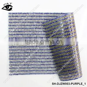 Purple Color Hot Fix Pearl Rhinestone Mesh Iron on Transfer Hotfix Rhinestone Trim for Clothing thumbnail-1