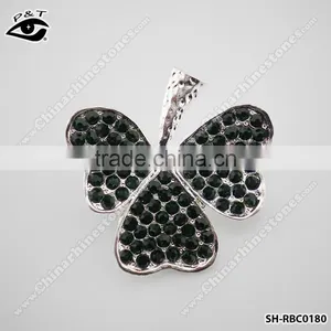 Black Diamond Clover Shape Rhinestone Brooches Leaf Brooch Pins for Dress thumbnail-1