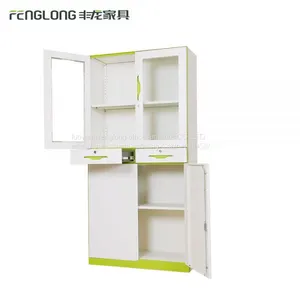 New Design Modern Glass Display File Cabinet 4 Door Storage Cabinet With 2 Drawers thumbnail-3