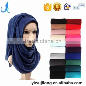 Hot Sale Solid Color Muslim Woman Hijab Scarf Lady Fashion Soft Jersey Scarves thumbnail-1