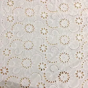 Voile Embroidered Pattern Plain White Lace Cotton Fabric thumbnail-1