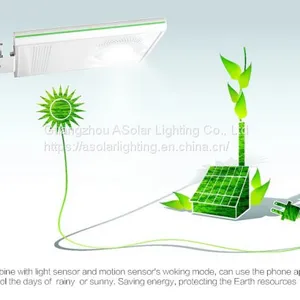 Off-grid High Efficiency Ip65 All in One Integrated Solar Led Street Light thumbnail-3