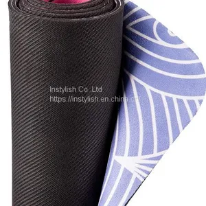 Anti Slip Yoga Pilates Gymnastics Natural Rubber Suede Yoga Mat Printed Mats With Carrying Strap - 2 in 1 Mat and Towel thumbnail-2