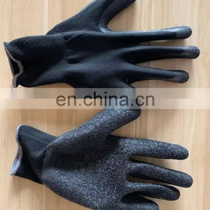 13 Gauge Black Nylon Crinkle Latex Palm Black Gloves For Metal Fabrication thumbnail-5