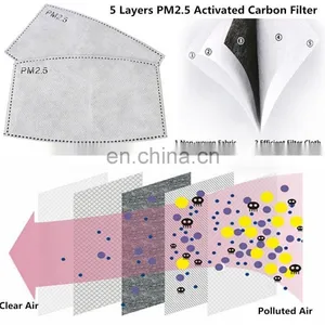 Filter for Face Cover Non Woven Meltblow PM2.5 Activated Carbon Anti Dust Cotton High Quality Replaceable 5 Layer NO Service thumbnail-3