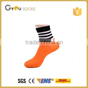 Orange Bright Color Black Stripes Men Cotton Knitted Socks thumbnail-1