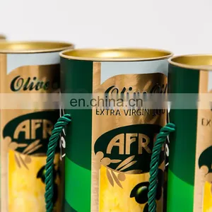 Cylinder Paper Cardboard Box Olive Oil Packaging With Handle thumbnail-5
