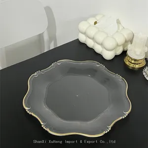Wholesale Gold Rim Clear Charger Plates Wedding Party Plastic Table Dishes And Plates thumbnail-3