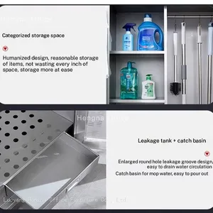 HN-H18 Janitorial Cabinet for Hospital, 180cm Height, Reinforced Cold Rolled Steel, With Ventilation&Drainage Basin-China Factory OEM/ODM thumbnail-4