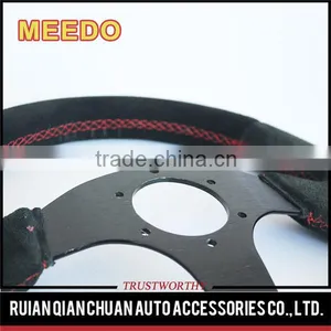 350mm Suede Alloy Steering Wheel Racing Sport Style 350mm Black thumbnail-4