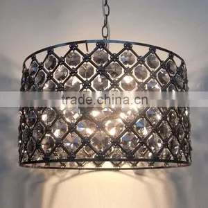 Gridding Shiny Metal Matched Shiny Crystal Pendant Lamp thumbnail-1