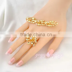 Various Designs Style Fashion Artificial Fancy Chain Hand Ring Bracelet for Girls thumbnail-1