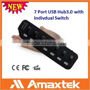 High Quality High Speed 7 Port Usb3.0 OEM Stylish Hub With Switch thumbnail-1