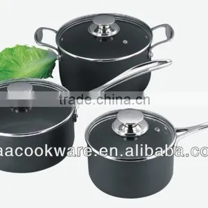 2015 New Products 6PCS High Quality 2.5mm Hard Anodized Aluminium Cookware Set With Casting Handle For Wholesale thumbnail-1