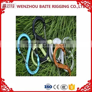 Mini Carabiner Aluminum Hook ,Outdoor Embossed D Shaped Carabiner Bit Hammock Aluminum Snap Hook,Black Aluminum Hook thumbnail-4