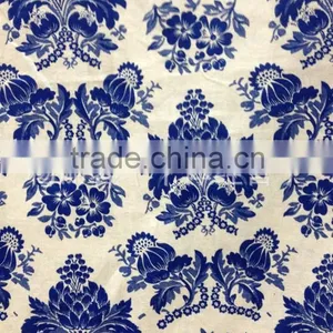 100% Linen Fabric Design of Blue and White Porcelain Fabric for Sheet, Bed-cover, Sofa Cover, Curtain, Tablecloth thumbnail-5