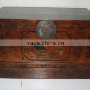 Chinese Antique Wooden Chest Box thumbnail-1