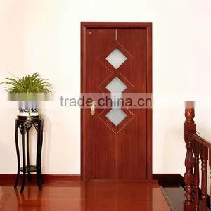 Economic Interior Teak Veneer Wood Glass Door Design thumbnail-3