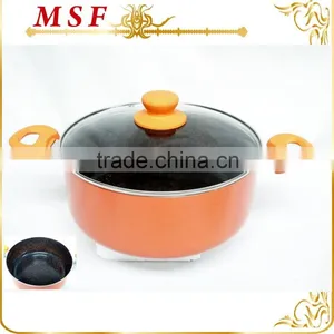 Granite Imitation Ceramic Marble Coating Press Aluminum Casserole With Soft Touch Silicone Painted Handles thumbnail-1