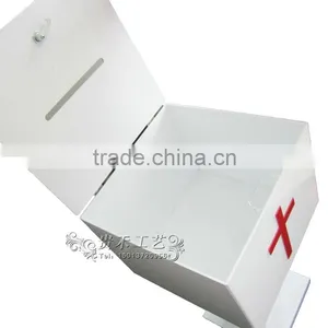 GH-RJ003 White Acrylic Donation Boxes With Locks/white Donation Boxes With Red Cross thumbnail-6