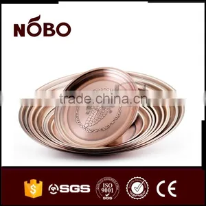 Ancient Copper Embossed Grape Plate, Stainless Steel Non-slip Serving Tray thumbnail-5
