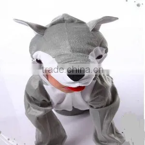 Children's Cartoon Clothes/costume Stuffed Animal Costume Show,Unisex Kids Plush Animal Jumpsuit Costume,Gray Wolf Onesie thumbnail-1