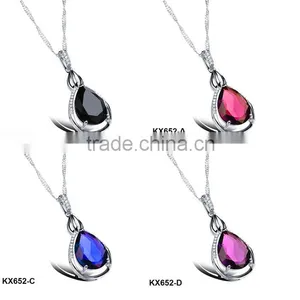 Platinum Plated Copper Zircon Black Stone Pendant thumbnail-2