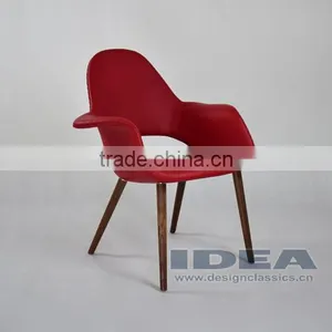 Replica Eero Saarinen Organic Chair - Red Genuine Leather thumbnail-1
