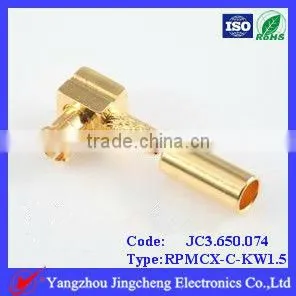 Reverse Polarity MCX Male Body With Female Pin Crimp 90 Right Angle for RG316 Cable thumbnail-1