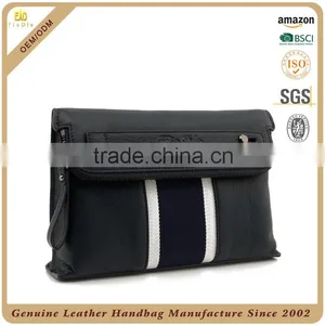 CSQJB163-001-fabric With Pebbled Cow Leather Men Clutch Waist Hand Bags thumbnail-1