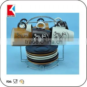 China Factory Stoneware Expresso Cups White Unique Shape Tea Ceramic Cup and Saucer thumbnail-4