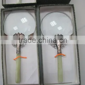 5X Magnifying Glass With Jade Handle for Collecting or Home Use thumbnail-1