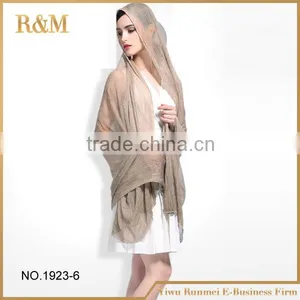 Wholesale Female Solid Color Spring Linen and Cotton Shawl thumbnail-6