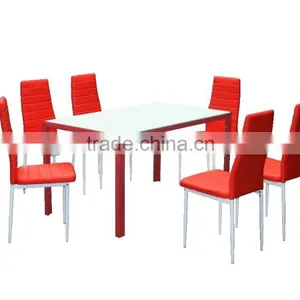 1+6 Tempered Glass Dining Room Set thumbnail-2