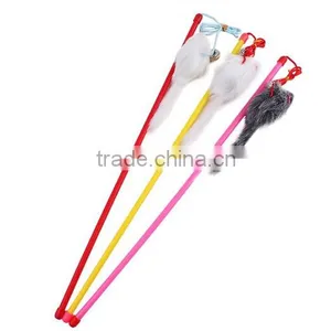 Funny Pet Cat Kitten Play Feather Teaser Rod Wand Playing Toy With Bell thumbnail-4