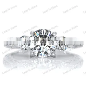 New 925 Silver cz Three Stone Ring ,engagement Ring Set thumbnail-1