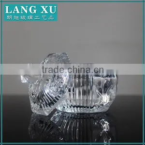 LX-T098 Handmade Press Crystal Glass Sugar Bowl With Lid thumbnail-2