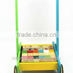 Multi Colour Wooden Baby Walker With Blocks thumbnail-4