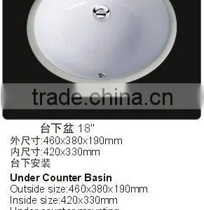 Oval Undermount Lavatories Ceramic Sink With CUPC Approval. PU-4637-W thumbnail-1