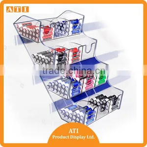 Blue and Clear 4 Tiers Acrylic Cosmetic Merchandise Stock Holder for Cosmetic thumbnail-1