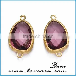 Valentine Gift Jewelry Charms Ruby Glass Pendant Drop Inlay Gold Plating Jewelry thumbnail-4