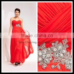 Simple Backless Chiffon Beaded and Ruffle Red Strapless Quinceanera Dress thumbnail-1
