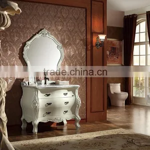 WTS16188 39 Inch French Provincial Antique White Undermounted Single Sink Bathroom Vanity With Marble Top thumbnail-1