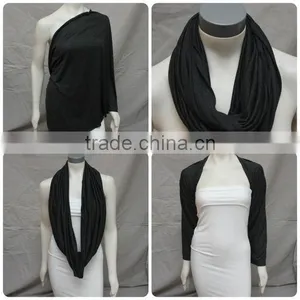 Premium Quality Italy Fashion Super Soft Rayon Spandex Black Nursing Wrap Scarf Cover thumbnail-1