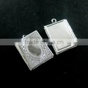 19X26MM Vintage Style Silver Plated Brass Square Book Photo Locket DIY Pendant Charm Supplies 1192001 thumbnail-1
