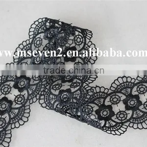 New Arrival Scallop Lace Trim 100% Polyester in Black Circles Pattern With Flowers Lace for Wholesale thumbnail-4