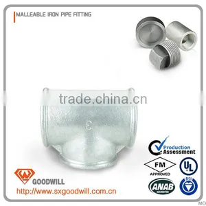 Galvanized Malleable Iron Equal Diameter Tee Water Pipe Joint Plumbing Pipe Fitting thumbnail-2