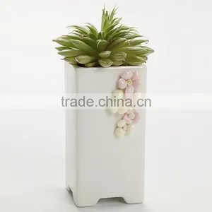 Creative Hand Pinching Flowers Small White Ceramic Flower Pots thumbnail-2