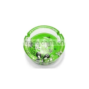 Haonai Custom Printing Round Glass Ashtray With Gift or Color Box Package thumbnail-3